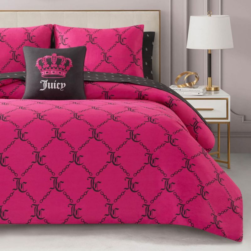 Juego de ropa de cama Juicy Couture Individual rosa/negro de 6 piezas