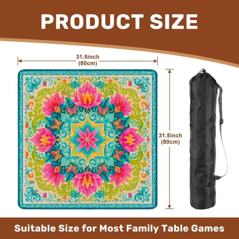 Alfombrilla de Mahjong VETEB 80 cm con Bolsa de Transporte Floral