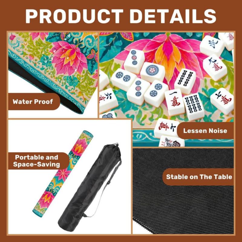 Alfombrilla de Mahjong VETEB 80 cm con Bolsa de Transporte Floral