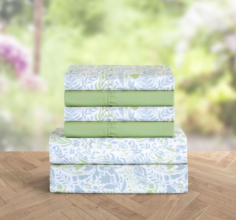 Juego de sábanas Elegant Comfort Twin XL Floral Verde 6 piezas