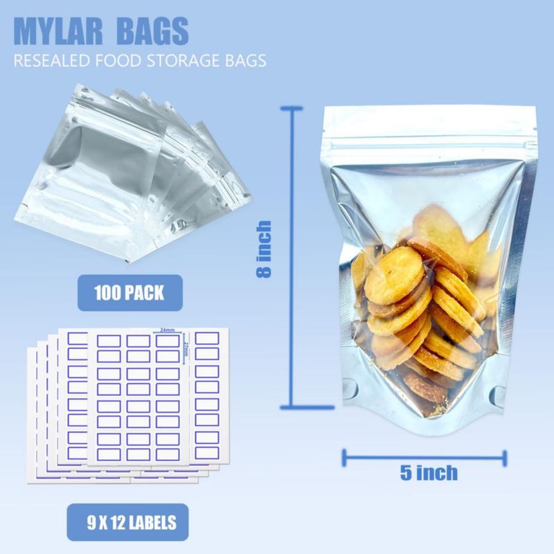 Bolsas Mylar Fumberlus 13x20 cm paquete de 100 con cierre reutilizable