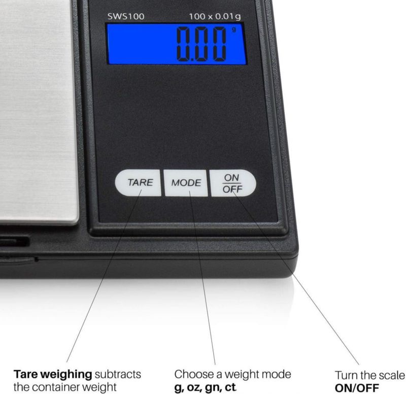 Báscula Digital de Bolsillo Smart Weigh 100 g x 001 g