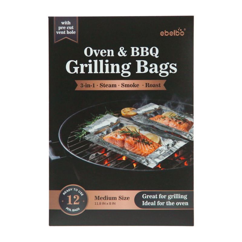 Bolsas para Parrilla ebelbo 30 cm x 20 cm Pack de 12 con orificio de ventilación