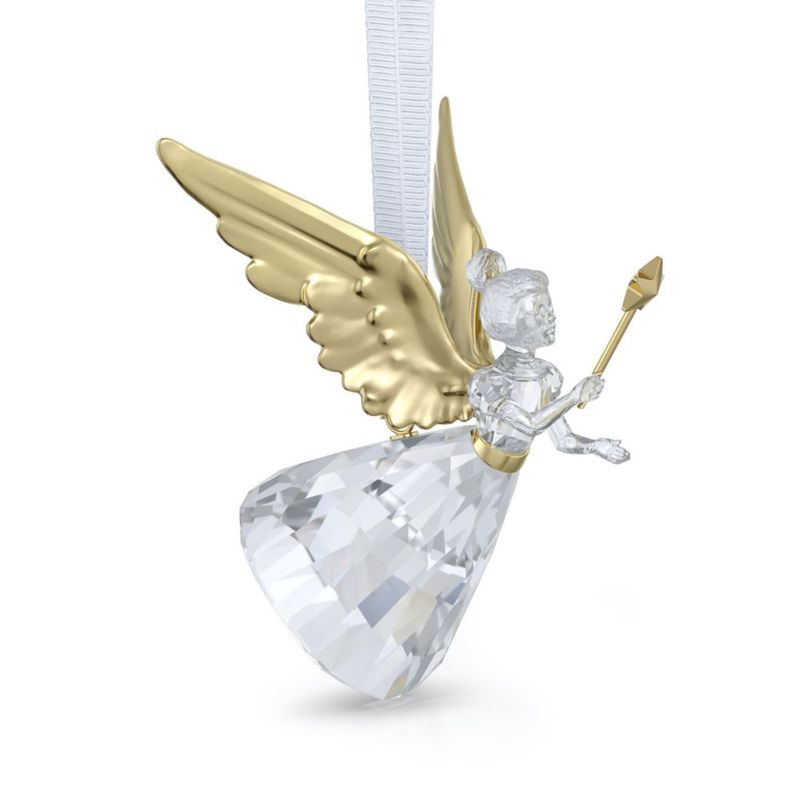 Adorno Swarovski Ángel 8 cm Cristal Transparente con Acabado Dorado