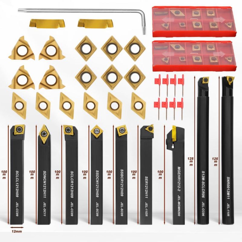 Kit de Herramientas para Torno Joogto Vástago 12 mm 27 piezas con insertos