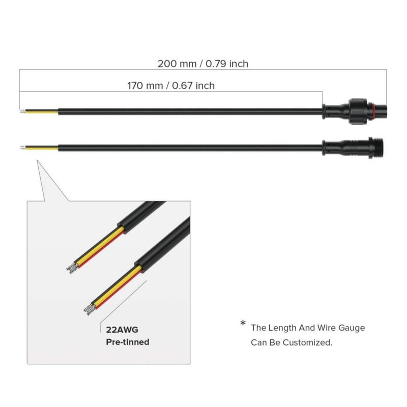Conector BTF-LIGHTING de 20 cm 3 pines IP65 5 pares