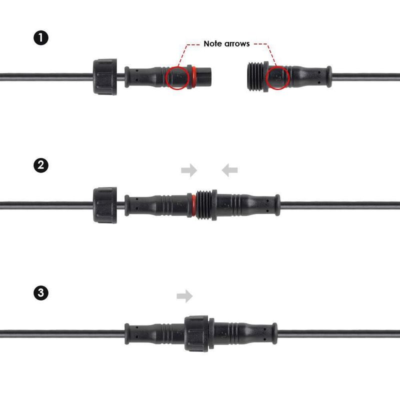 Conector BTF-LIGHTING de 20 cm 3 pines IP65 5 pares