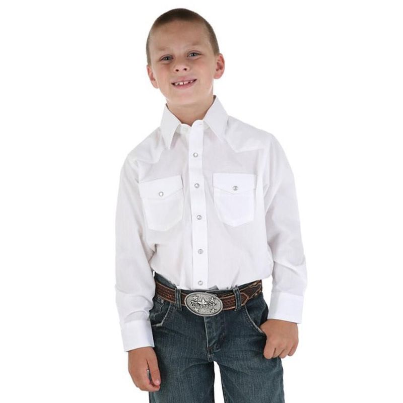 CAMISA Wrangler para Niños XS Blanca con Botones a Presión estilo Western