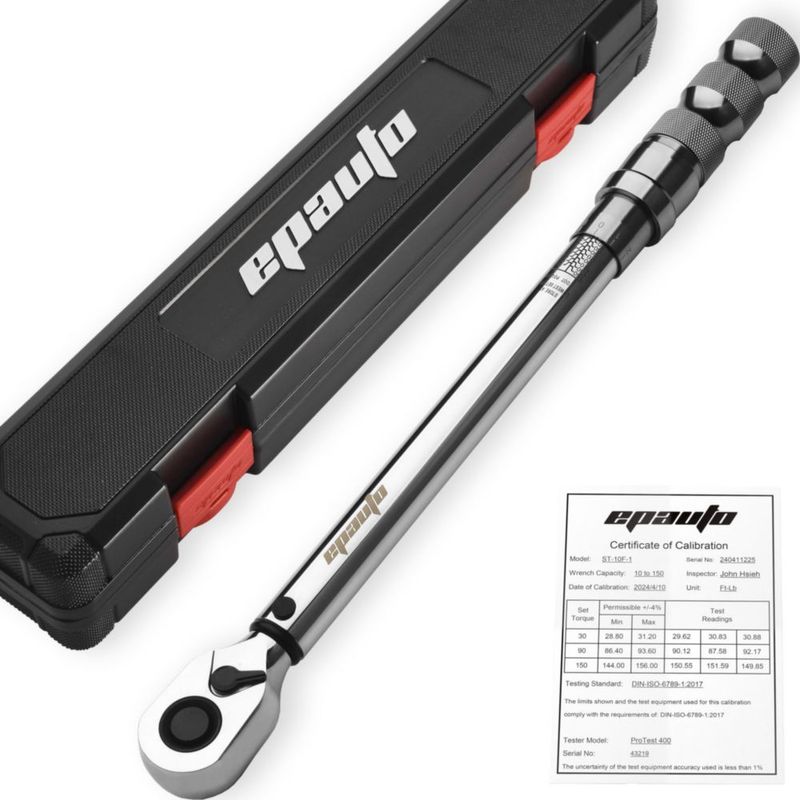 Llave de torsión EPAuto 1/2" 10–150 ft‑lb con bloqueo de resorte