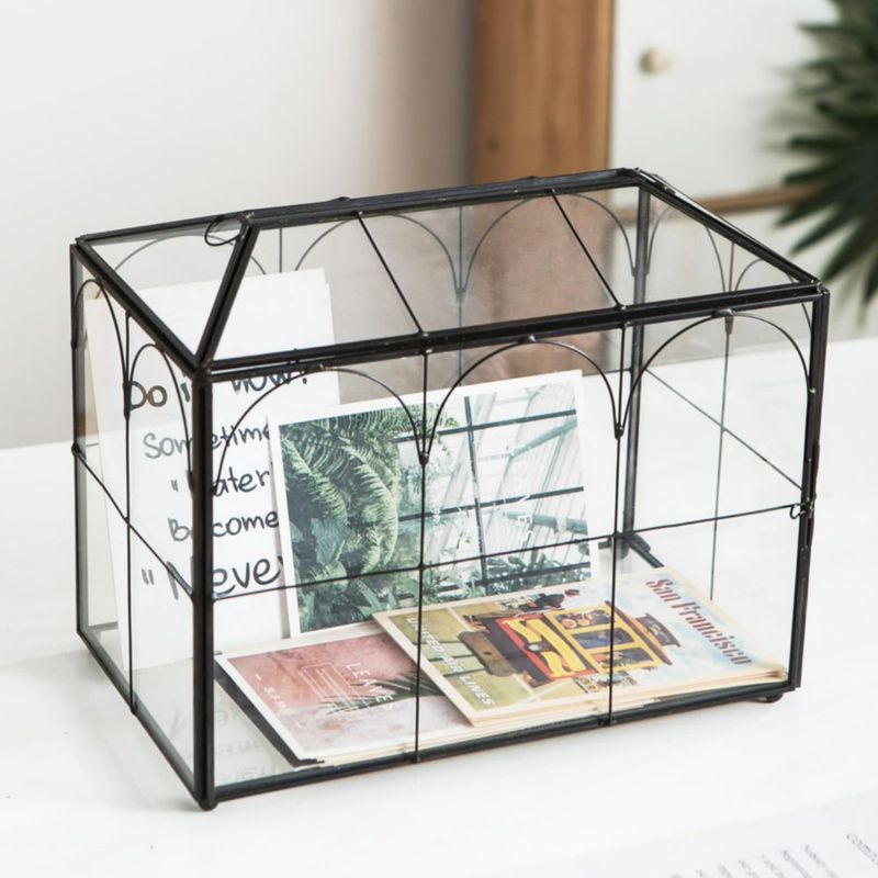 Caja de tarjetas Sanllusit 26 cm de vidrio negro con cerradura