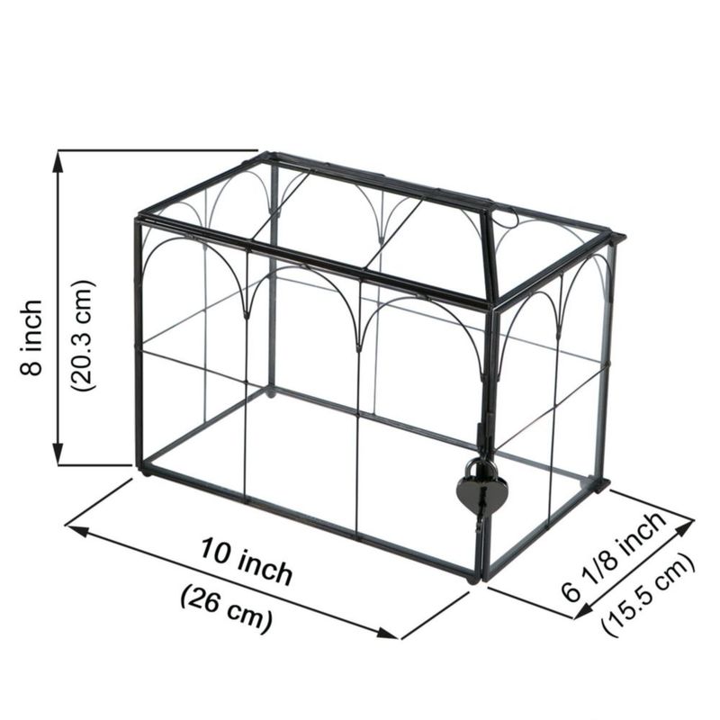 Caja de tarjetas Sanllusit 26 cm de vidrio negro con cerradura