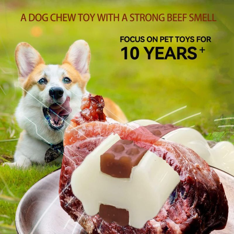 Huesos para perros Geeyteek 6 unidades nylon sabor a carne de res