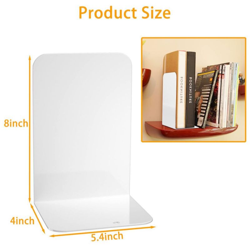 Porta libros metálicos VFINE 20 cm blanco - paquete de 4 pares
