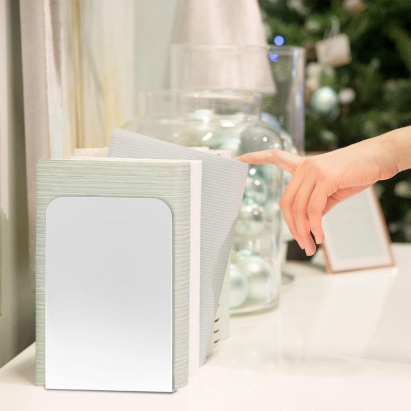 Porta libros metálicos VFINE 20 cm blanco - paquete de 4 pares