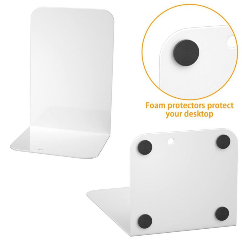 Porta libros metálicos VFINE 20 cm blanco - paquete de 4 pares
