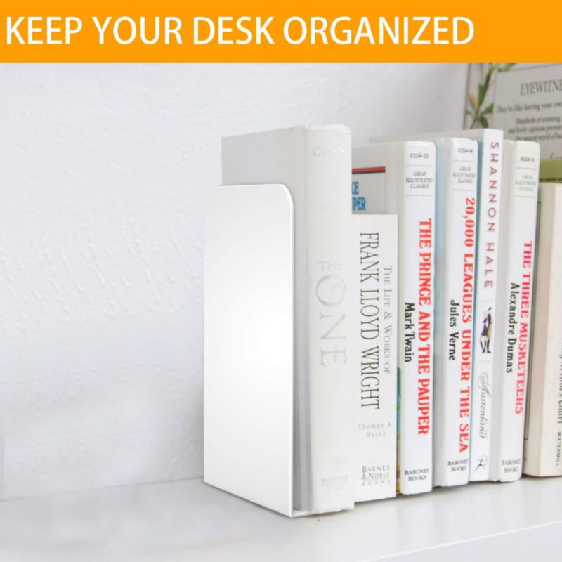 Porta libros metálicos VFINE 20 cm blanco - paquete de 4 pares