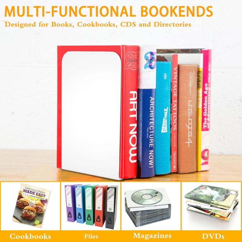 Porta libros metálicos VFINE 20 cm blanco - paquete de 4 pares