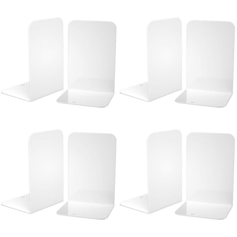 Porta libros metálicos VFINE 20 cm blanco - paquete de 4 pares