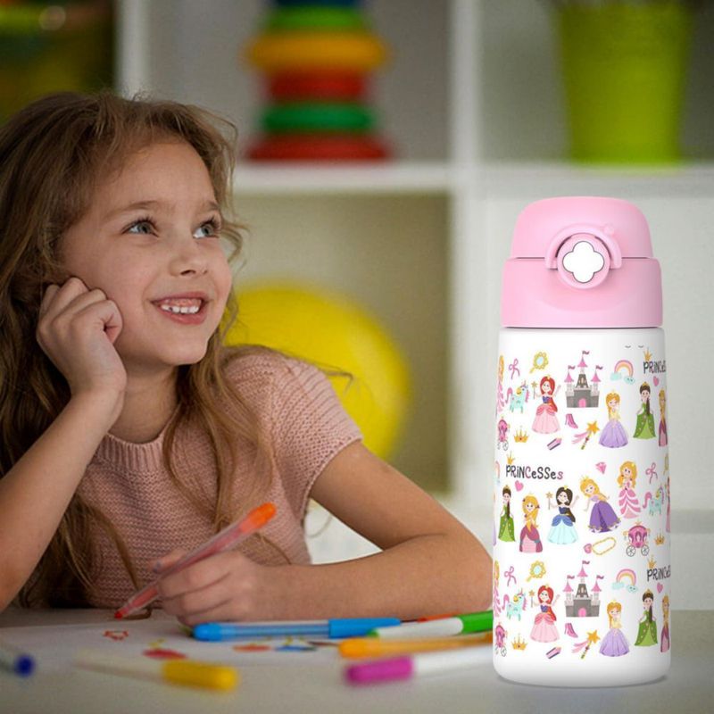 Botella Ntswasd 480 ml Princesa Rosa con Sorbete Pop‑Up