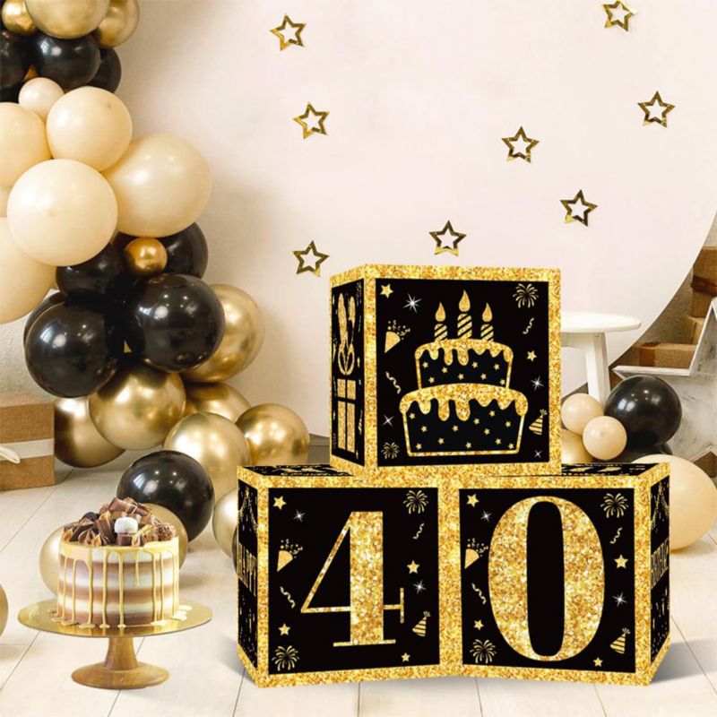 Decoración de Fiesta DataMoon 27 cm Caja de Cumpleaños 40