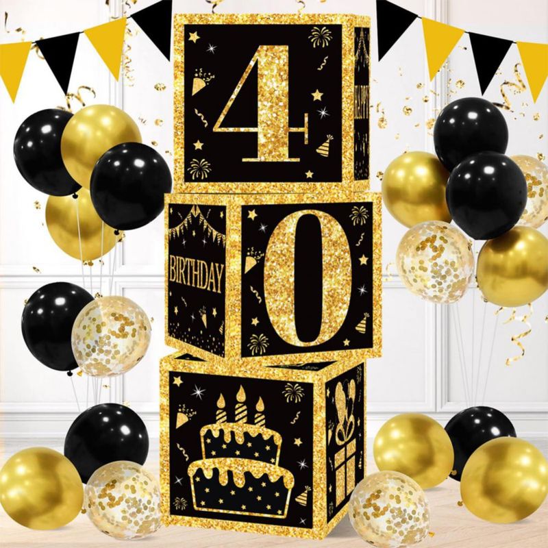 Decoración de Fiesta DataMoon 27 cm Caja de Cumpleaños 40