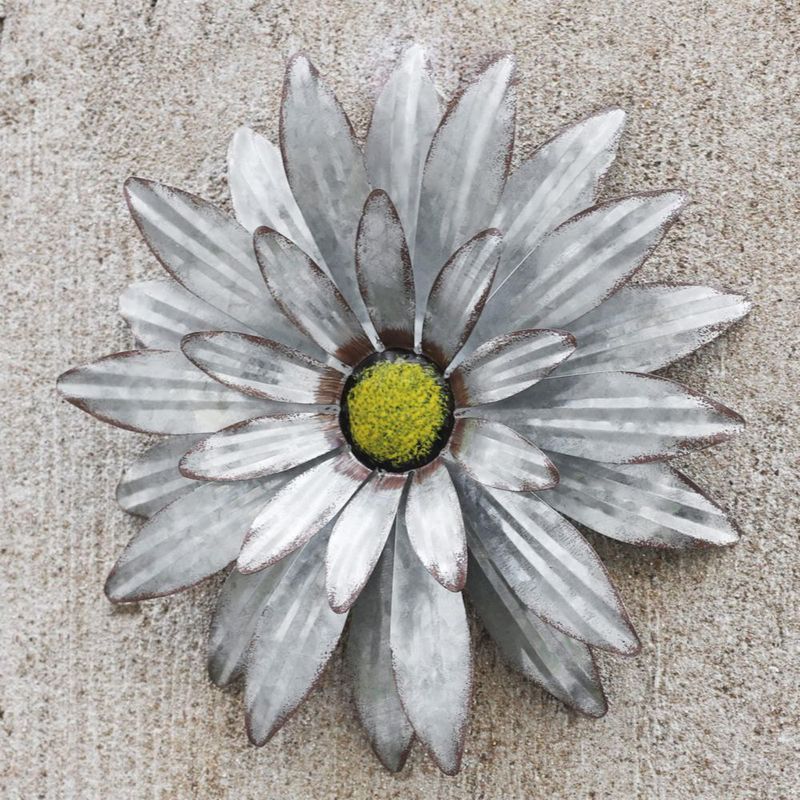 Decoración de Pared WKHOMEDECO Flores Metálicas 33 cm Pack de 2