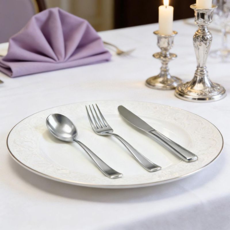 Cubiertos HOME BREEZE 300 piezas de plástico plateado