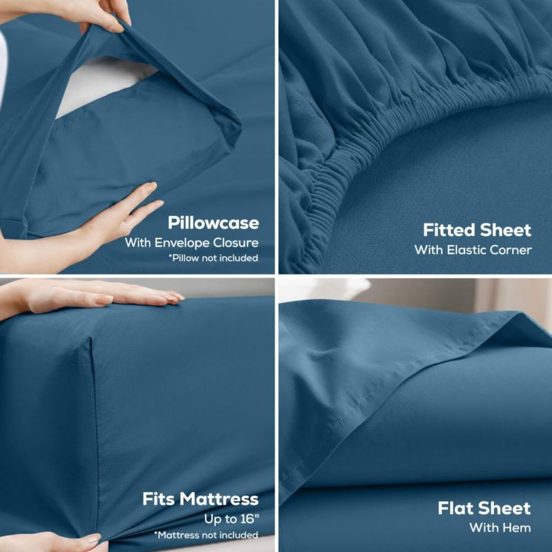 Juego de sábanas Utopia Bedding California King Azul Crepúsculo