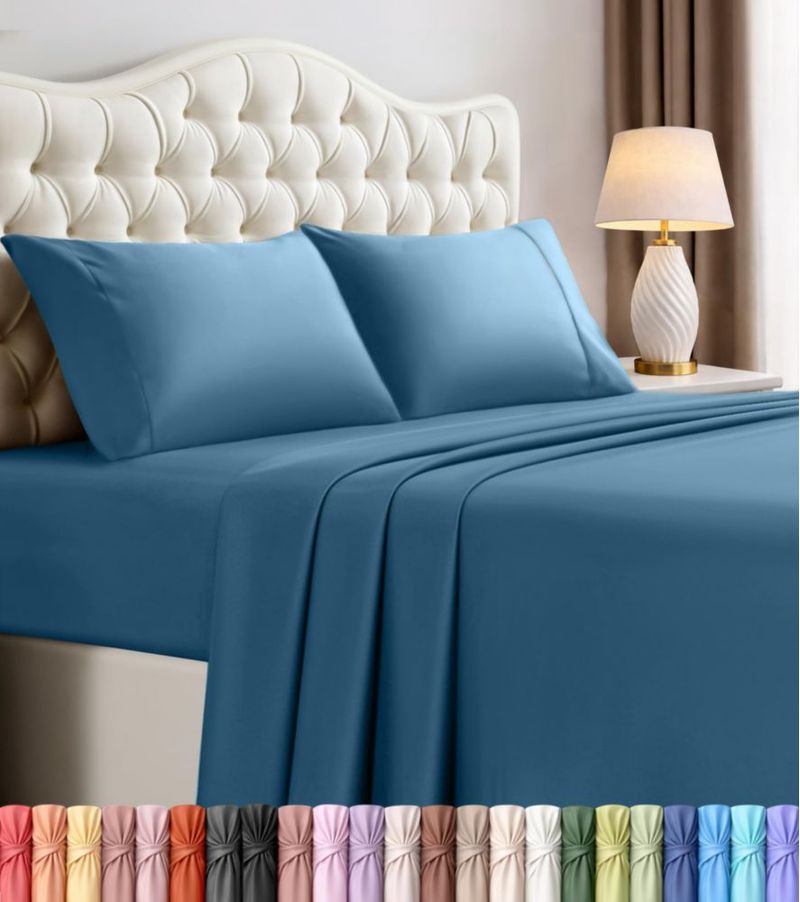 Juego de sábanas Utopia Bedding California King Azul Crepúsculo