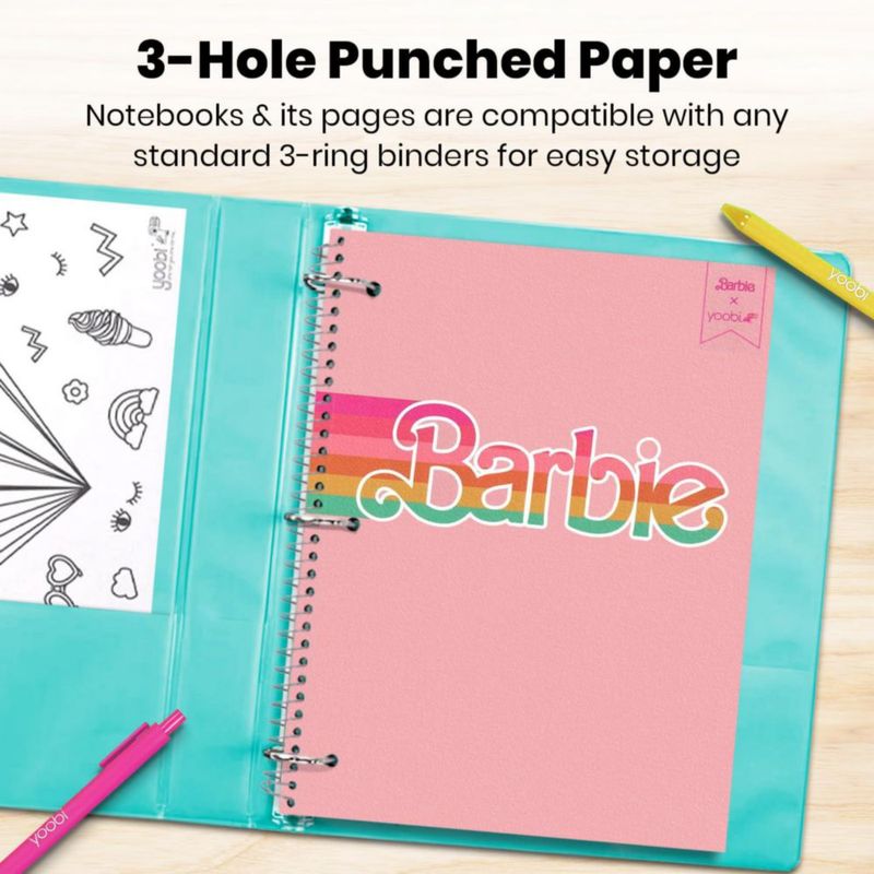 Cuadernos de espiral Yoobi x Barbie paquete de 3 100 hojas