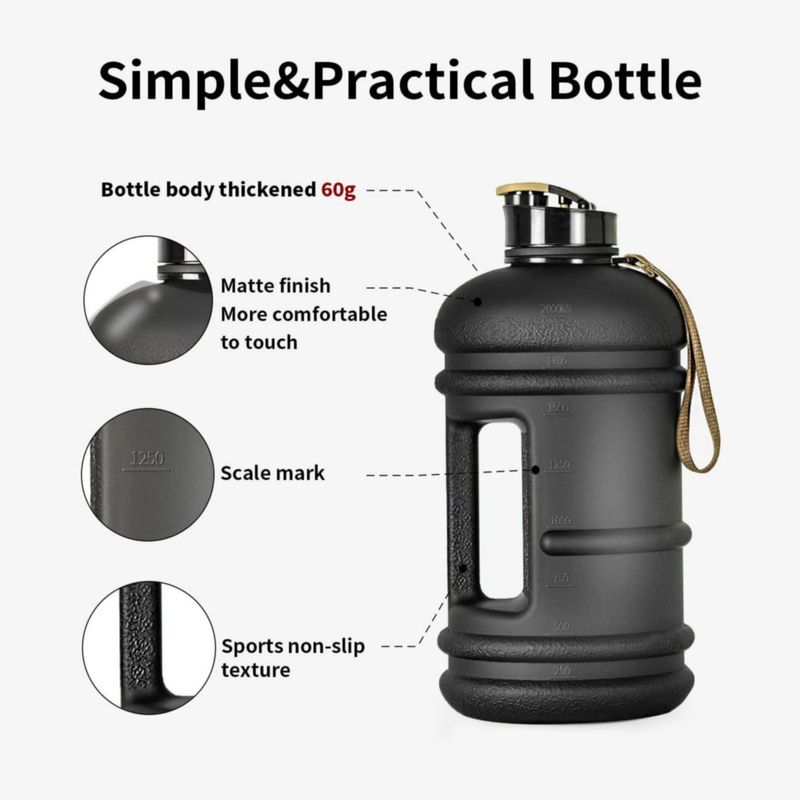 BOTELLA TOOFEEL 22 L Libre de BPA para Gimnasio Negra Mate