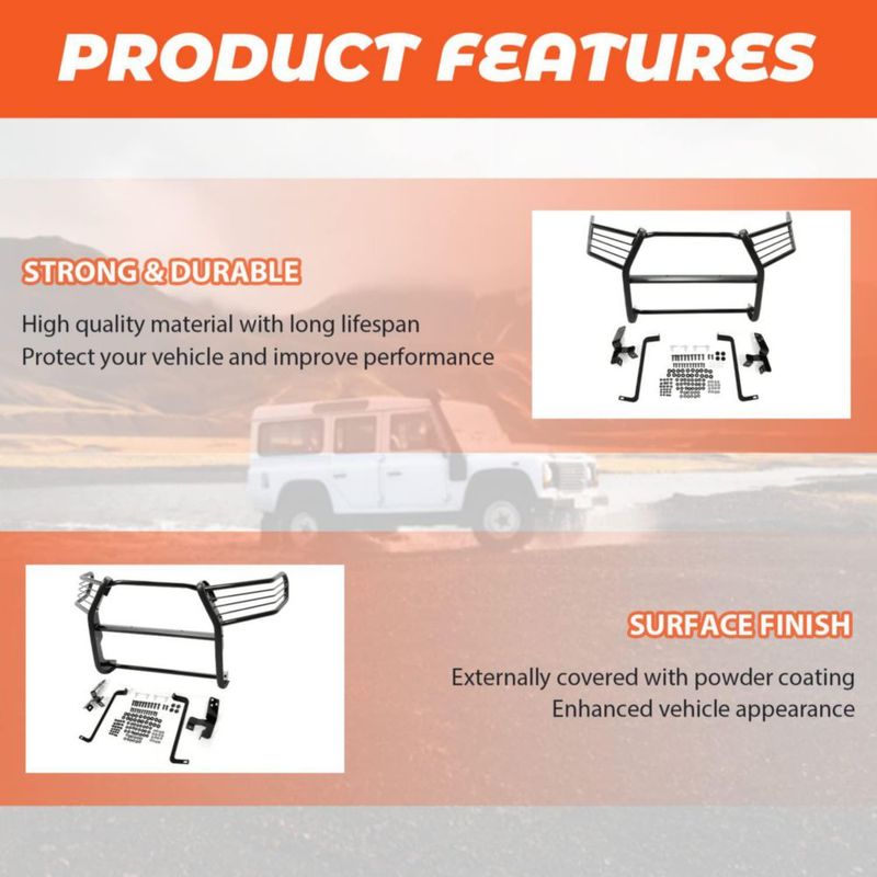 Protector frontal de acero negro Kojem para Toyota Tacoma 2016‑2022