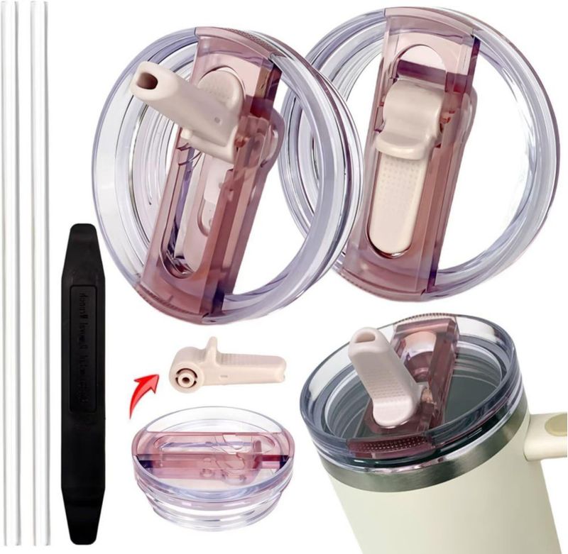 Tapa para vaso de 12 L HWHIEUAIK con pajilla plegable – Pack de 2