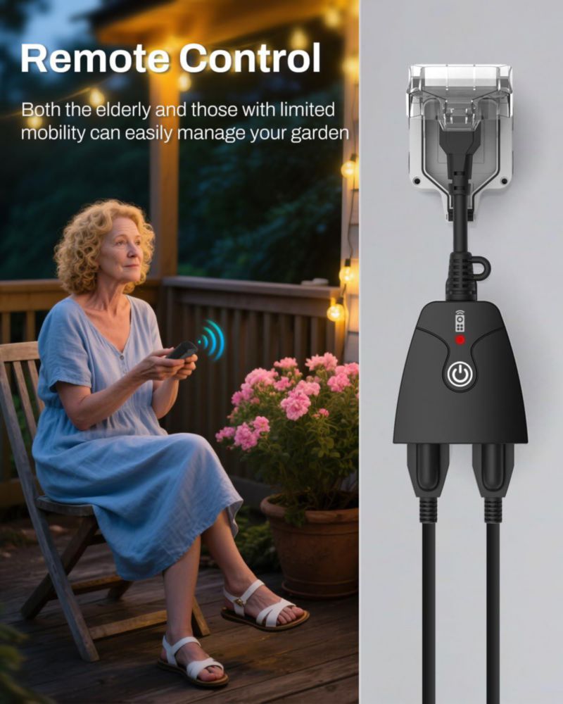 Enchufe con control remoto HBN inalámbrico e impermeable 125V