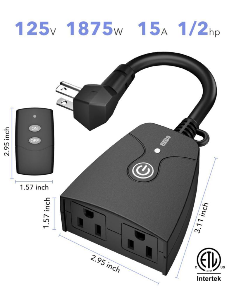 Enchufe con control remoto HBN inalámbrico e impermeable 125V