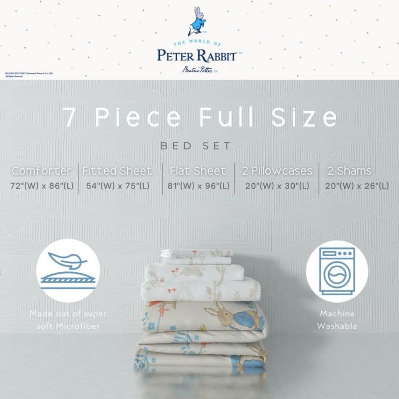 Juego de ropa de cama Franco Full 7 piezas de microfibra Peter Rabbit