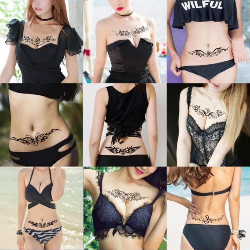 Set de tatuajes temporales ELANE 19 láminas para mujeres y hombres