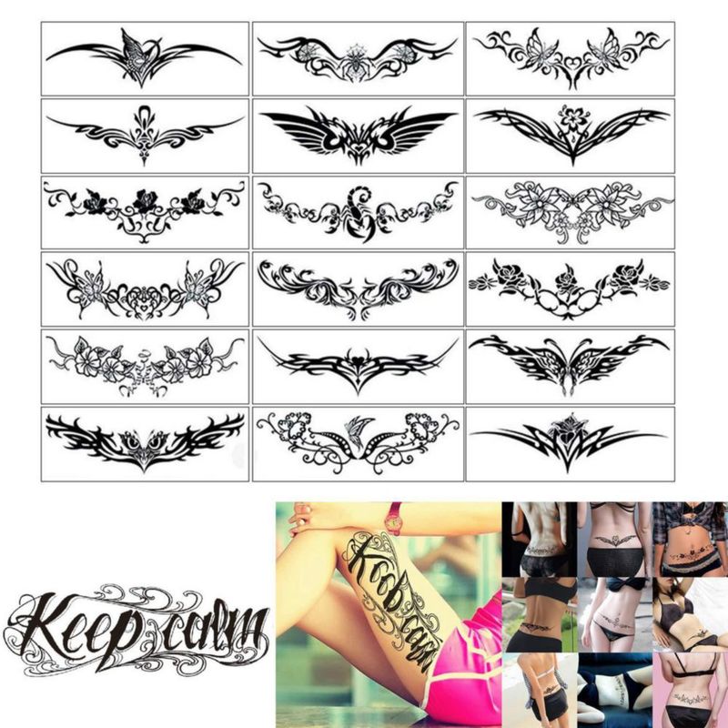 Set de tatuajes temporales ELANE 19 láminas para mujeres y hombres