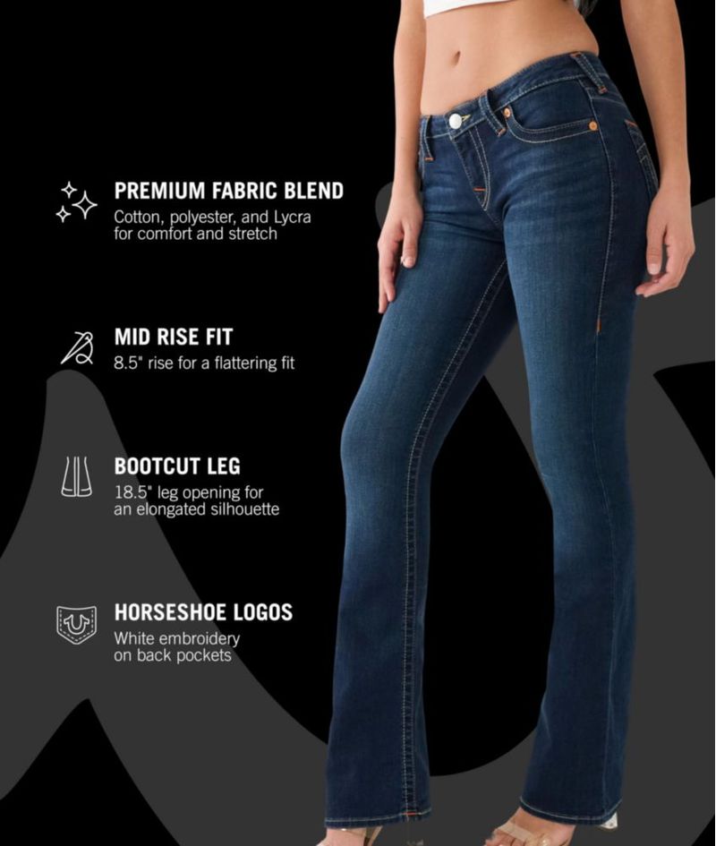 Jeans True Religion Becca Cintura Media 27 Indigo