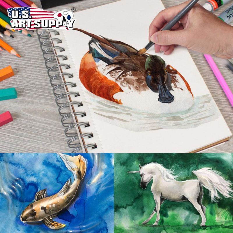 Pack de 3 blocs de papel de acuarela U.S. Art Supply 14 x 22 cm