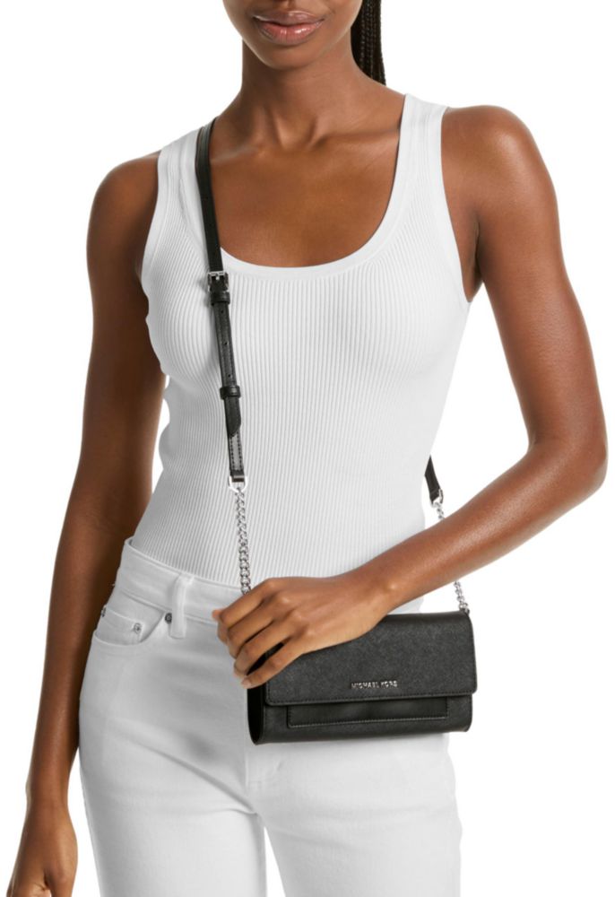 Bolso de mano Michael Kors 21 cm negro con herrajes tono plata