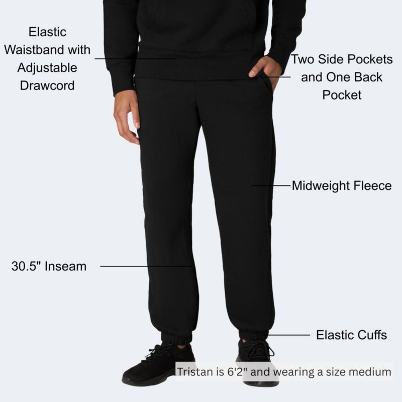 PANTALONES Hanes Originals 77 cm Negro Forro Polar con Bolsillos