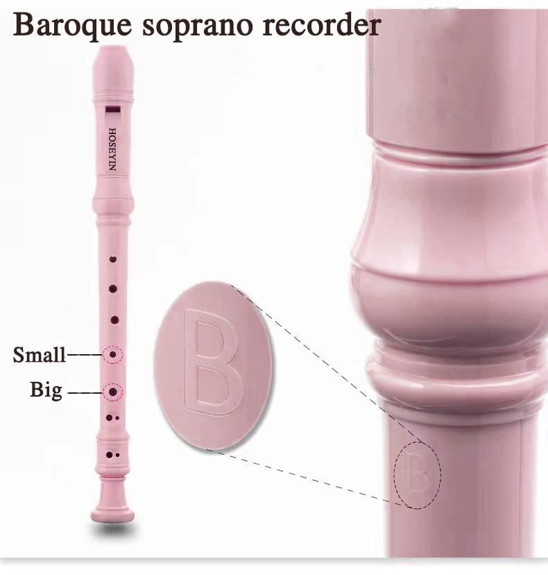 Flauta dulce HOSEYIN soprano de 8 agujeros tonalidad C estilo barroco rosa