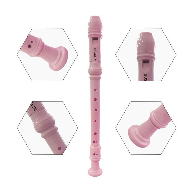 Flauta dulce HOSEYIN soprano de 8 agujeros tonalidad C estilo barroco rosa