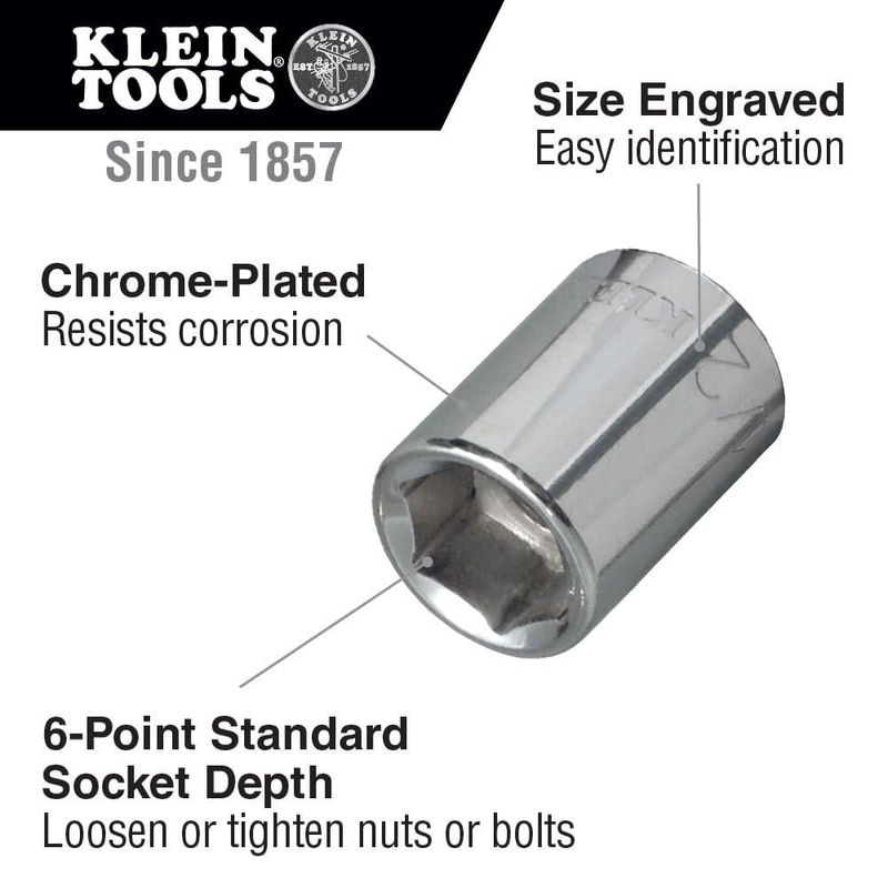 Dado Klein Tools 65608 de 1/2" de 6 puntas con encastre de 1/4"