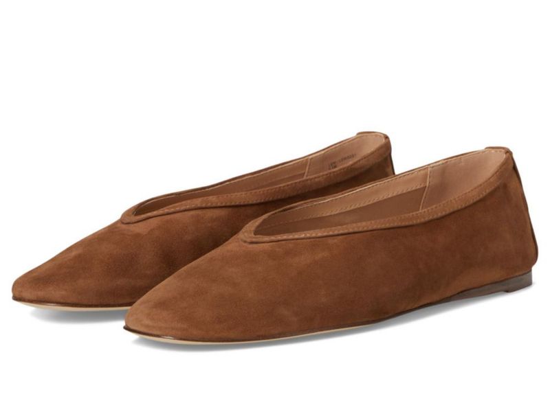 Zapato plano ballet Steve Madden Leni en gamuza castaña talla 10