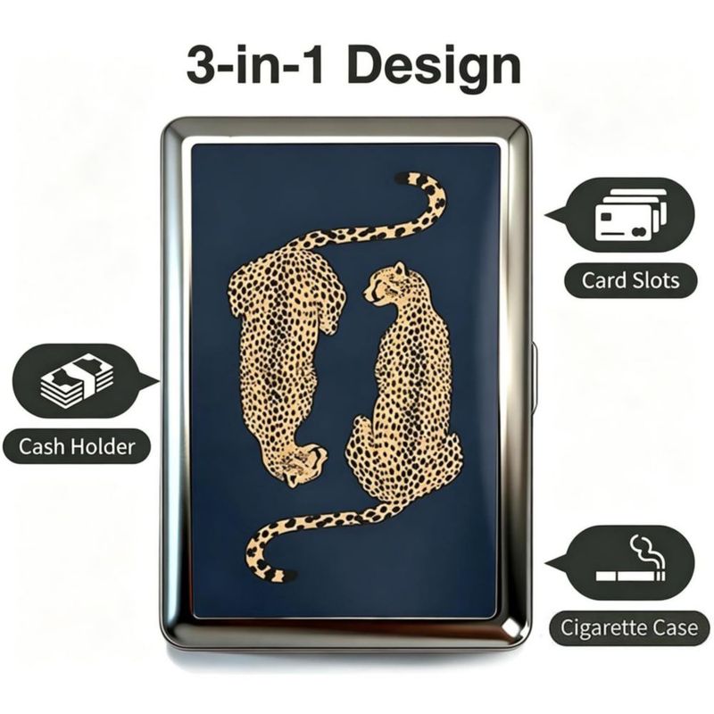 Cartera Genérica 100x50x20 mm - Estuche Metálico con Estampado de Leopardo