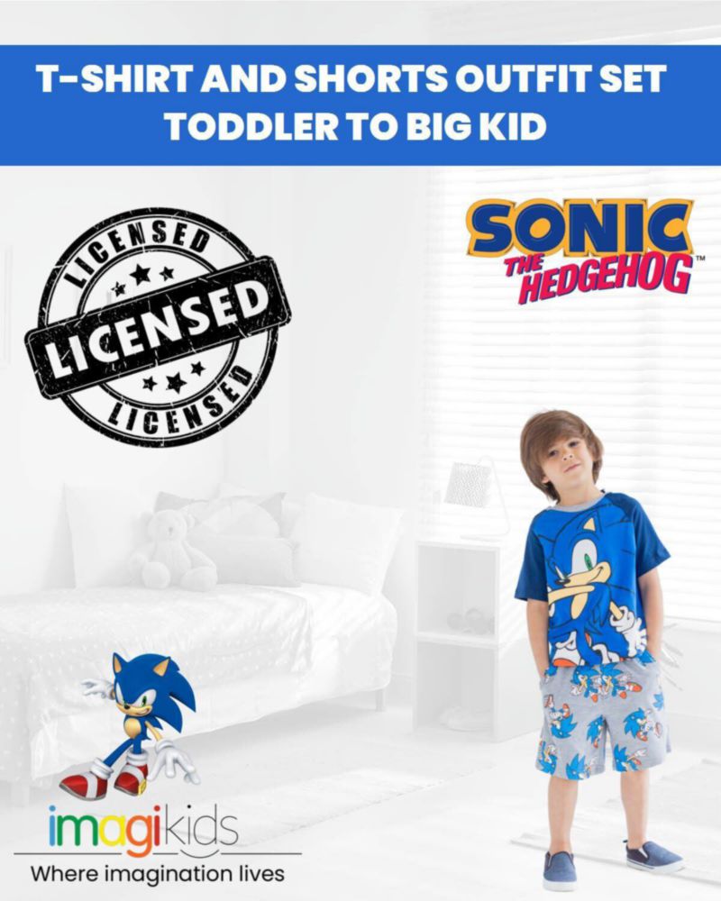Conjunto SEGA Sonic el Erizo Azul y Gris (talla 10‑12)
