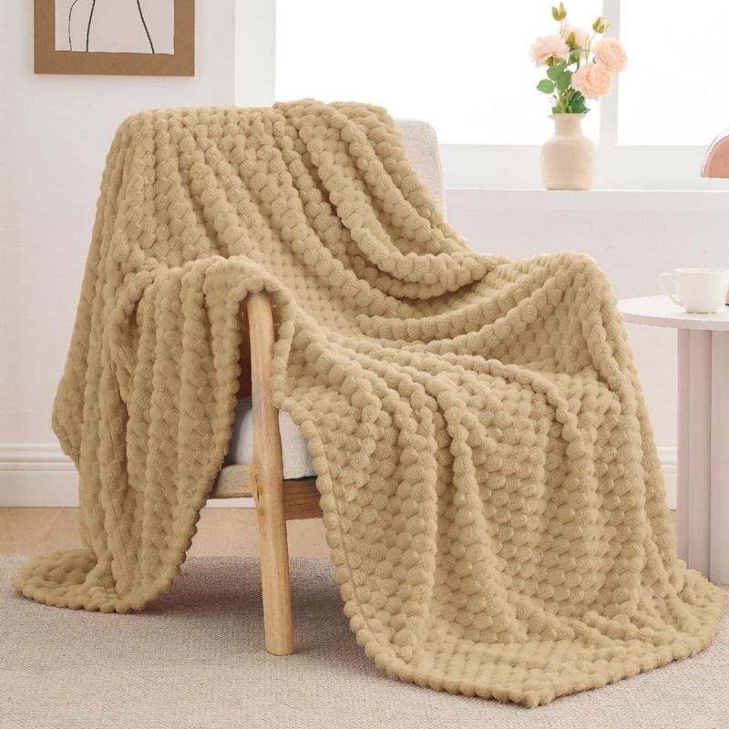 Manta BEDELITE 152x152 cm Camello Suave y Acogedora