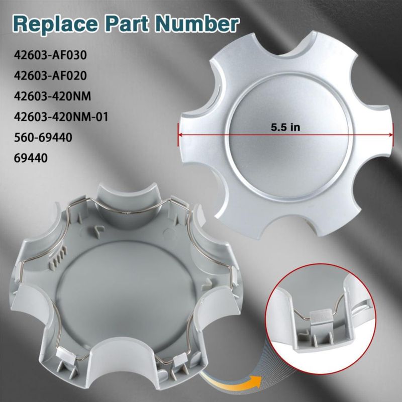 Tapones de cubo KPALAG 17" de 6 pernos plateado - juego de 4